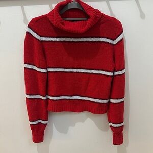 Wild Fable Red Striped Cropped Sweater